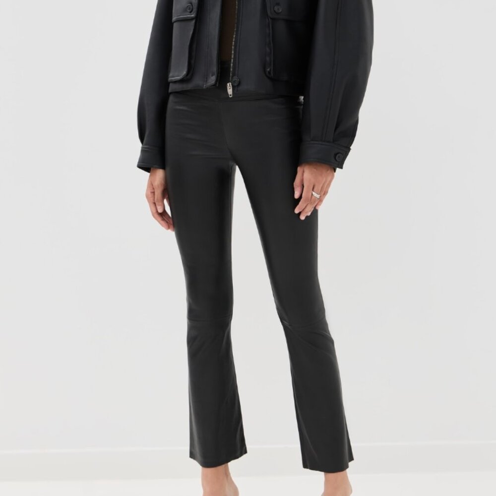 SPRWMN High Waist Leather Ankle Flare Leggings